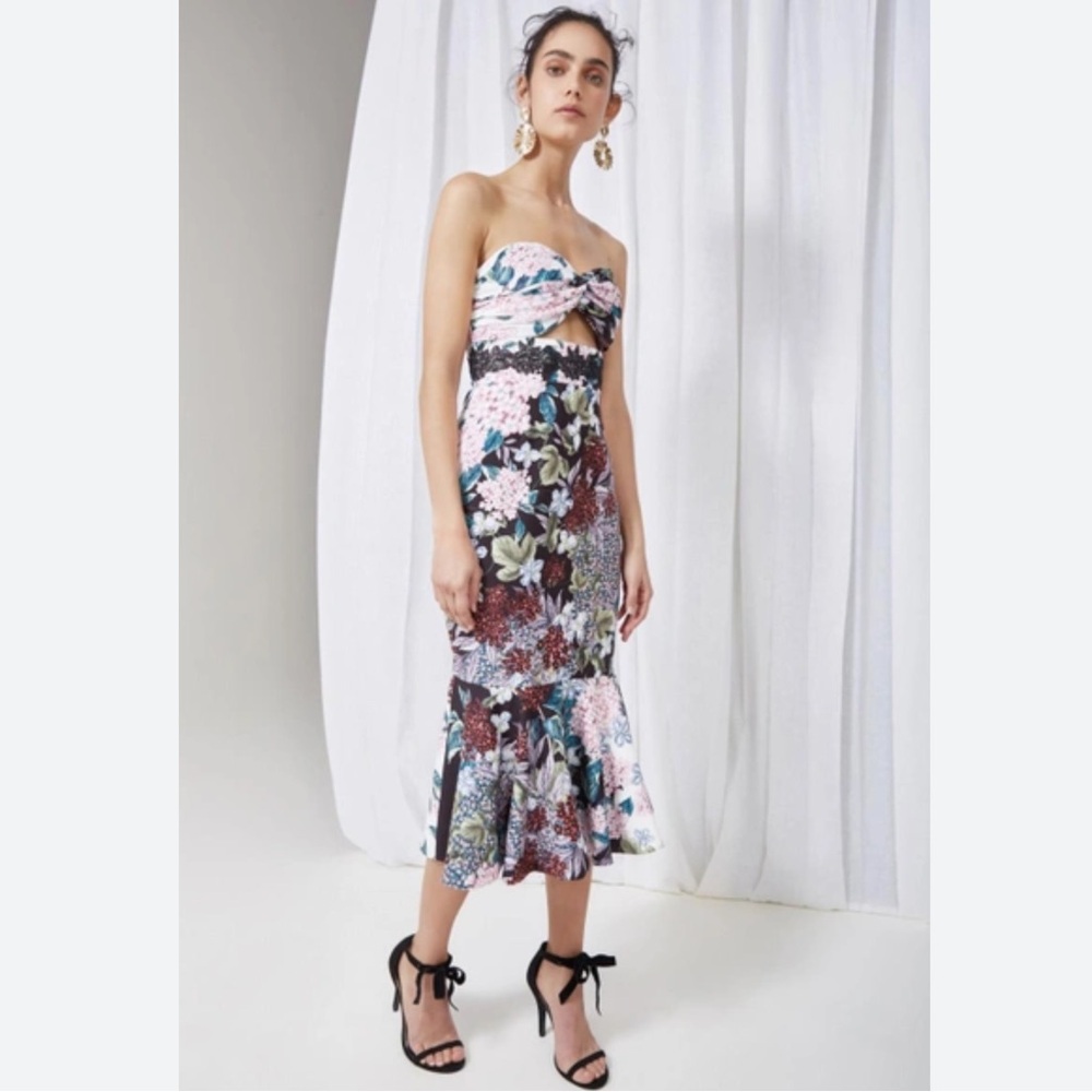 KEEPSAKE the Label Lost Dreams Midi Multicolor Strapless Size XS